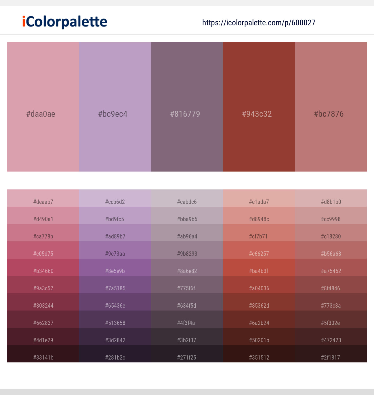 Careys Pink – London Hue – Old Lavender – El Salva – Contessa Color scheme