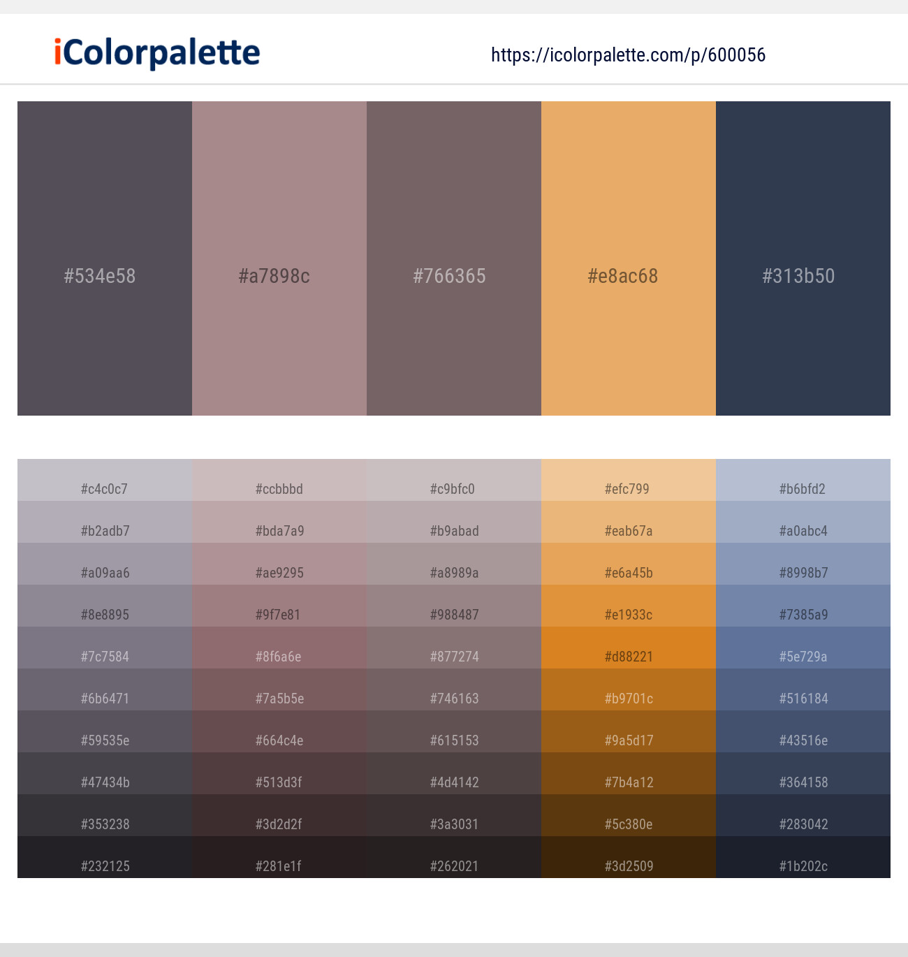 Mulled Wine – Dusty Gray – Spicy Pink – Porsche – Oxford Blue Color scheme