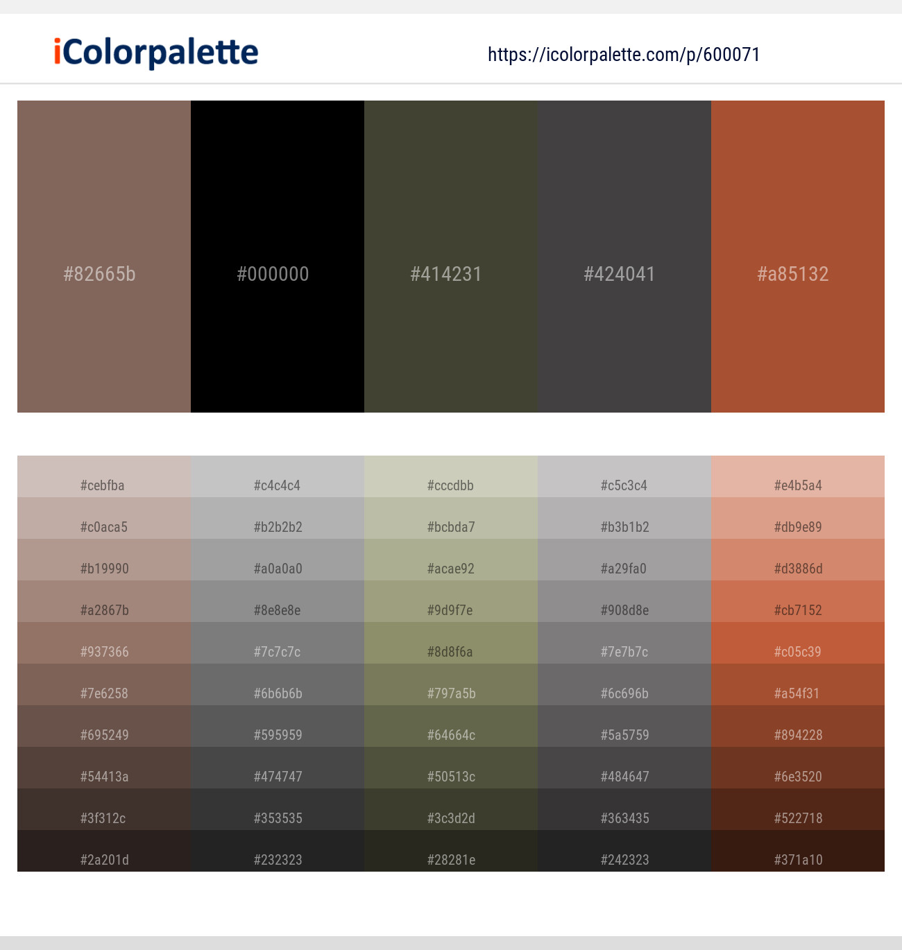Sand Dune – Black – Kelp – Tundora – Paarl Color scheme