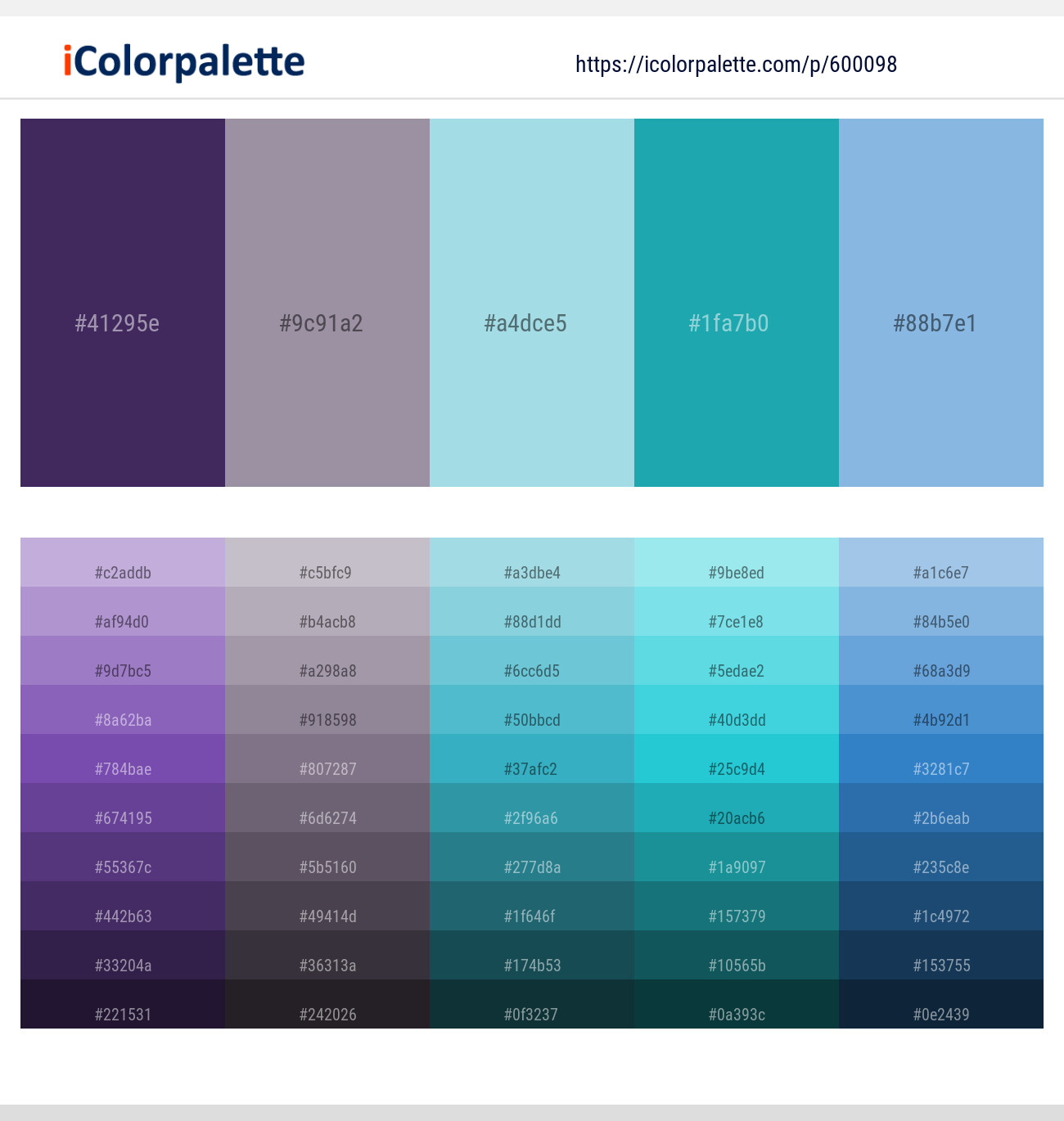 Jacarta – Mountain Mist – Morning Glory – Eastern Blue – Cornflower Color scheme