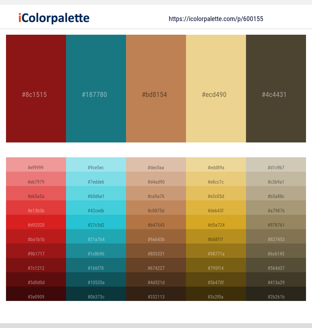 Tamarillo – Elm – Muddy Waters – Chalky – Judge Gray Color scheme