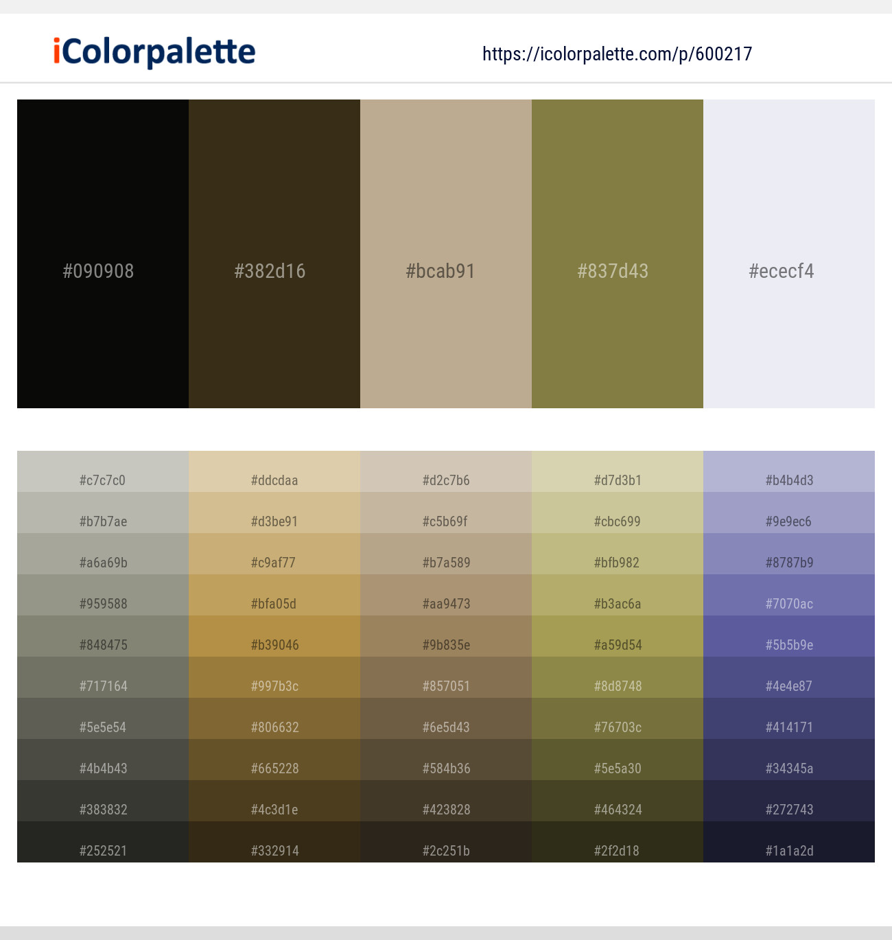 Rangoon Green – Mikado – Indian Khaki – Pesto – White Lilac Color scheme