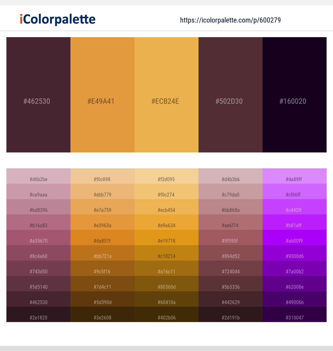 Livid Brown – Fire Bush – Tulip Tree – Cowboy – Black Russian Color scheme