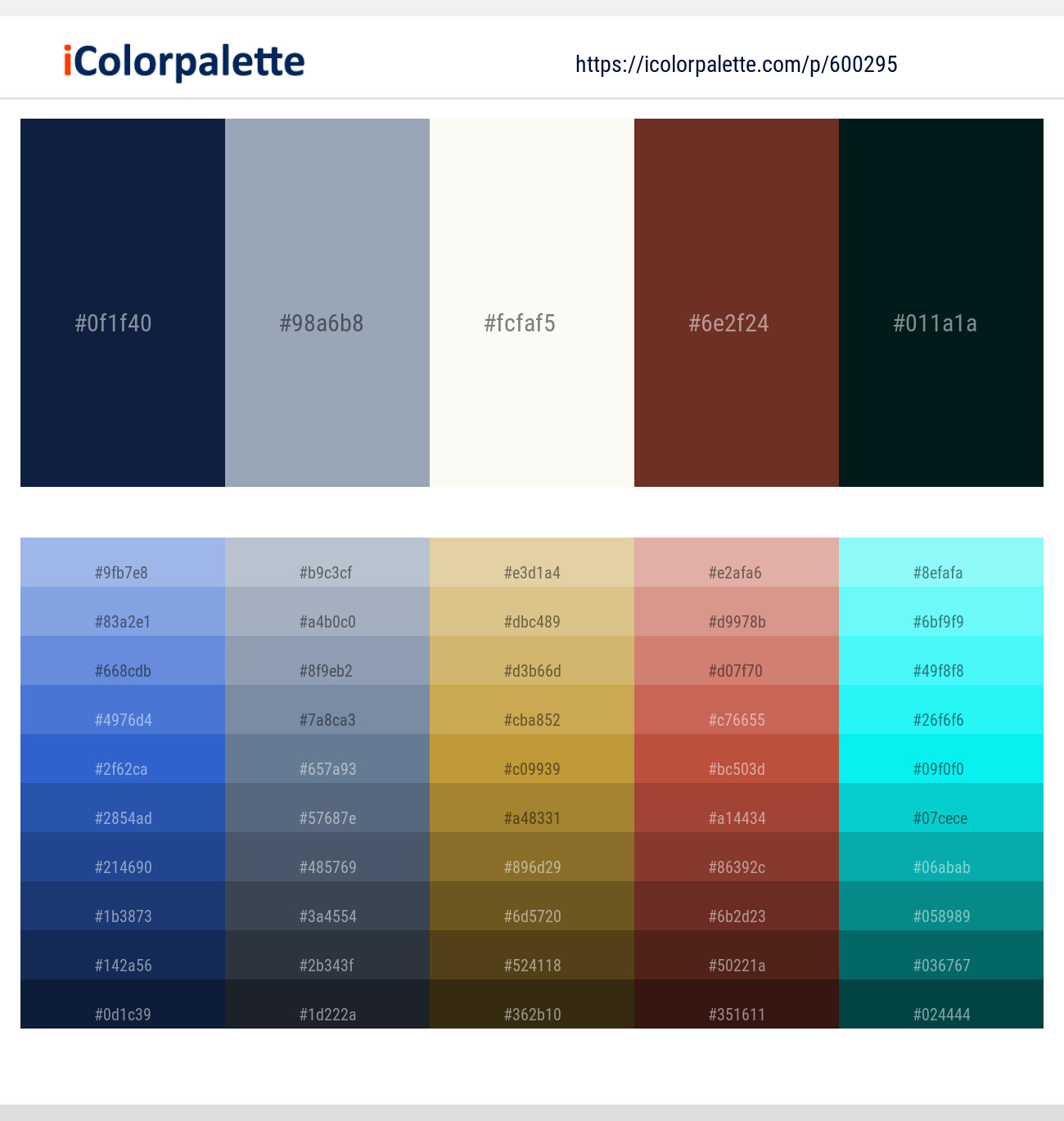 Blue Zodiac – Gull Gray – Bianca – Metallic Copper – Swamp Color scheme