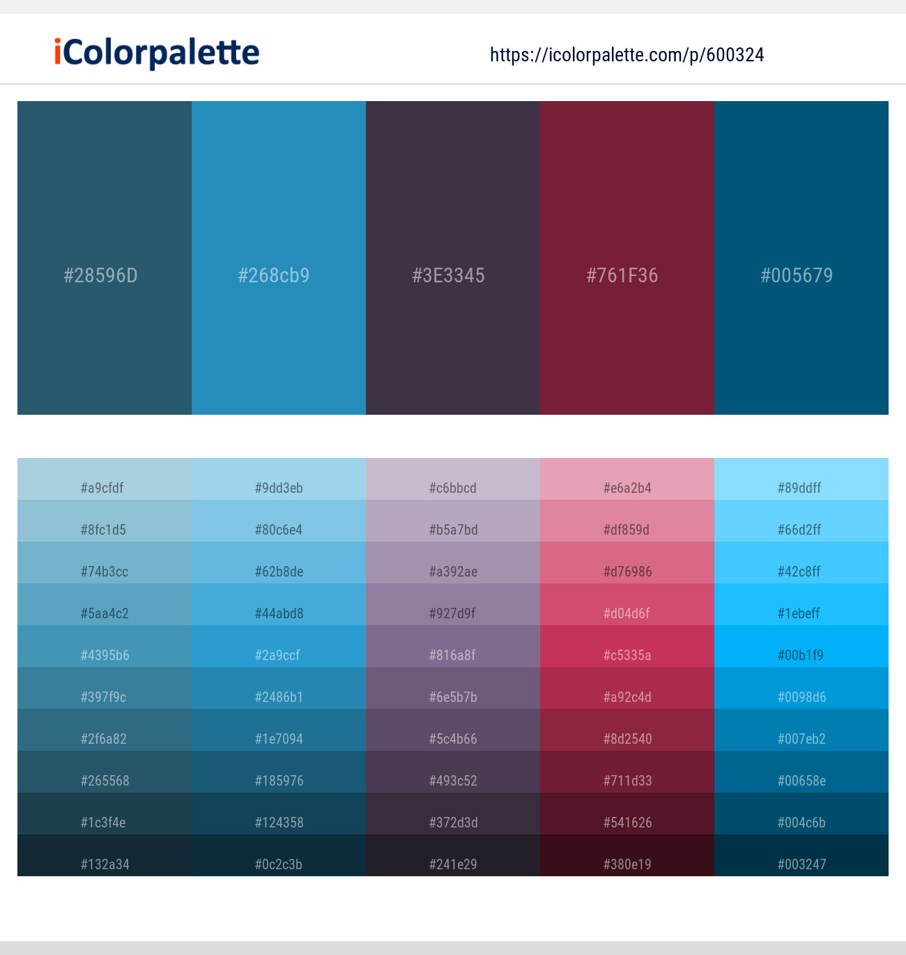 Casal – Eastern Blue – Blackcurrant – Claret – Orient Color scheme