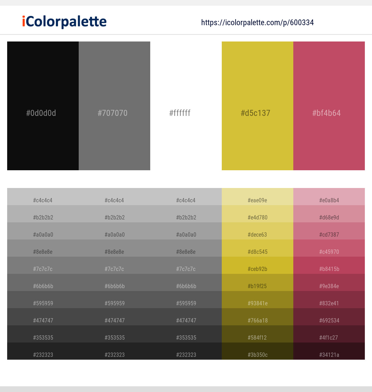 Cod Gray – Dove Gray – White – Old Gold – Blush Color scheme