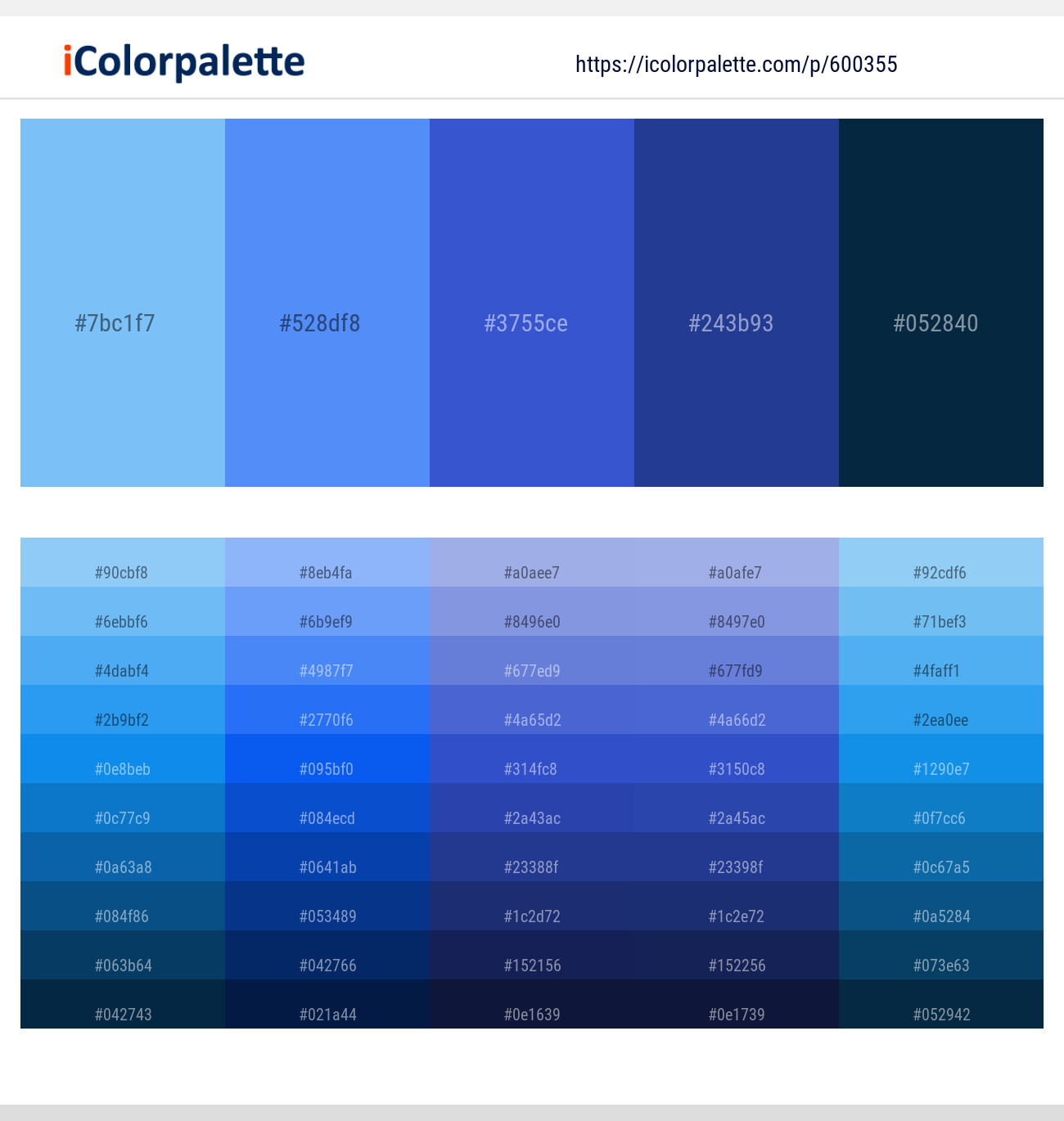 Malibu – Cornflower Blue – Cerulean Blue – Bay of Many – Blue Whale Color scheme