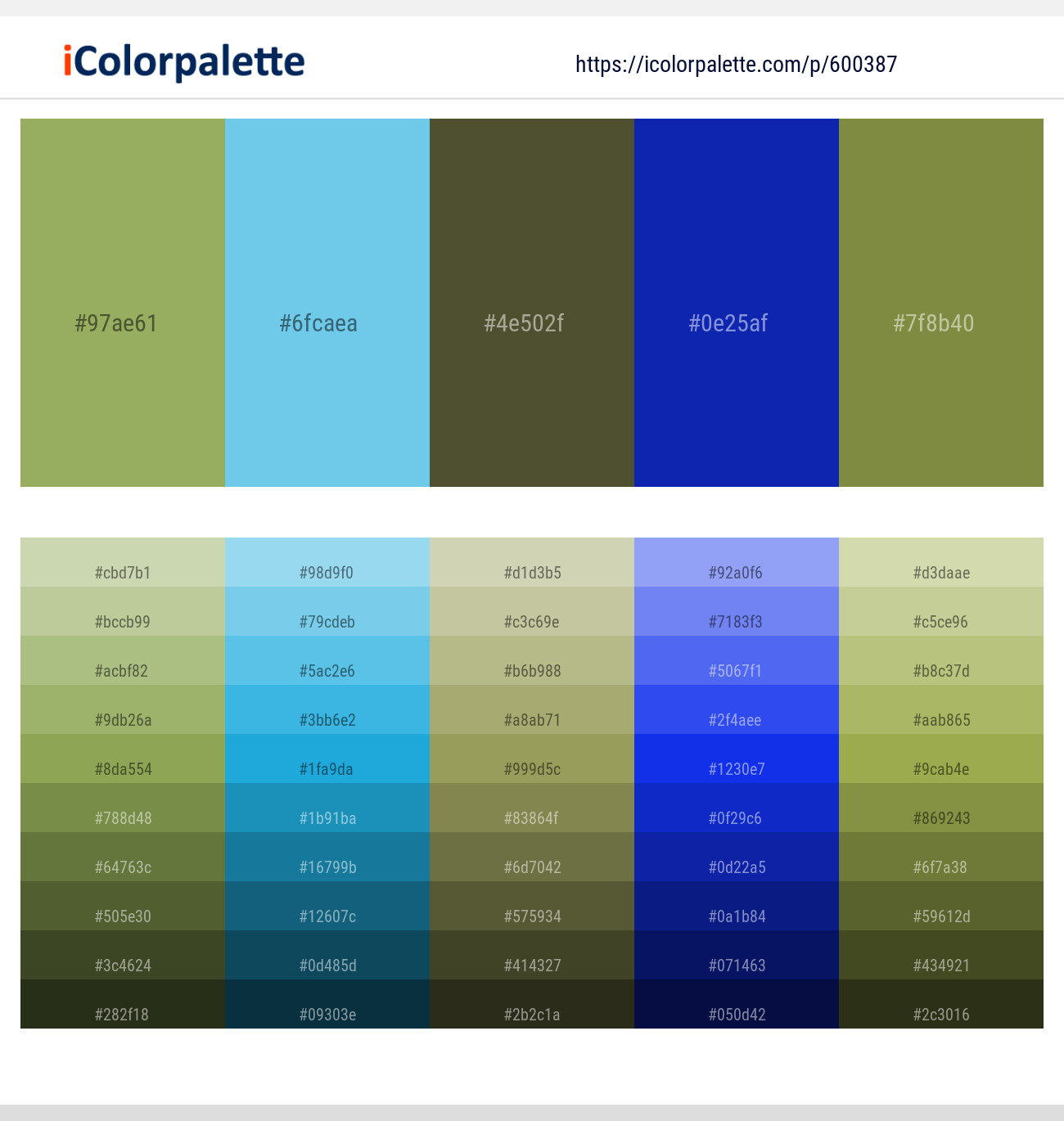 Green Smoke – Sky Blue – Woodland – Torea Bay – Sycamore Color scheme