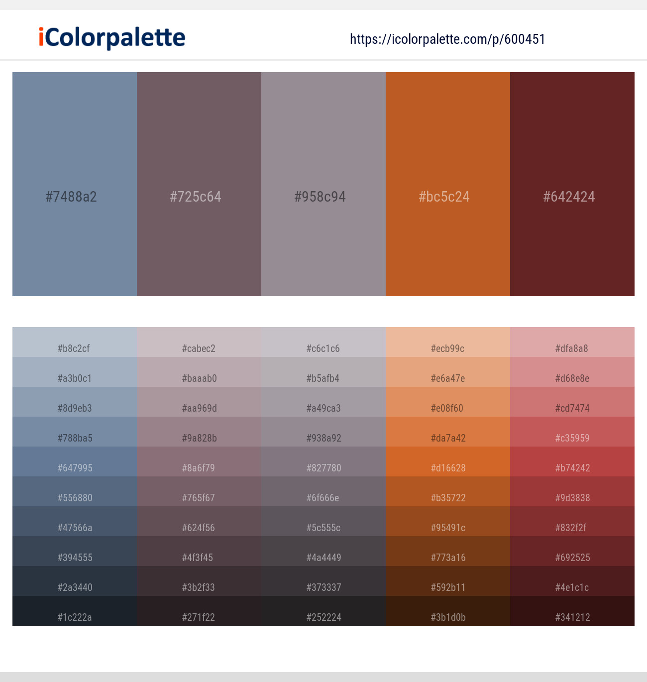Bermuda Gray – Scorpion – Venus – Tuscany – Persian Plum Color scheme