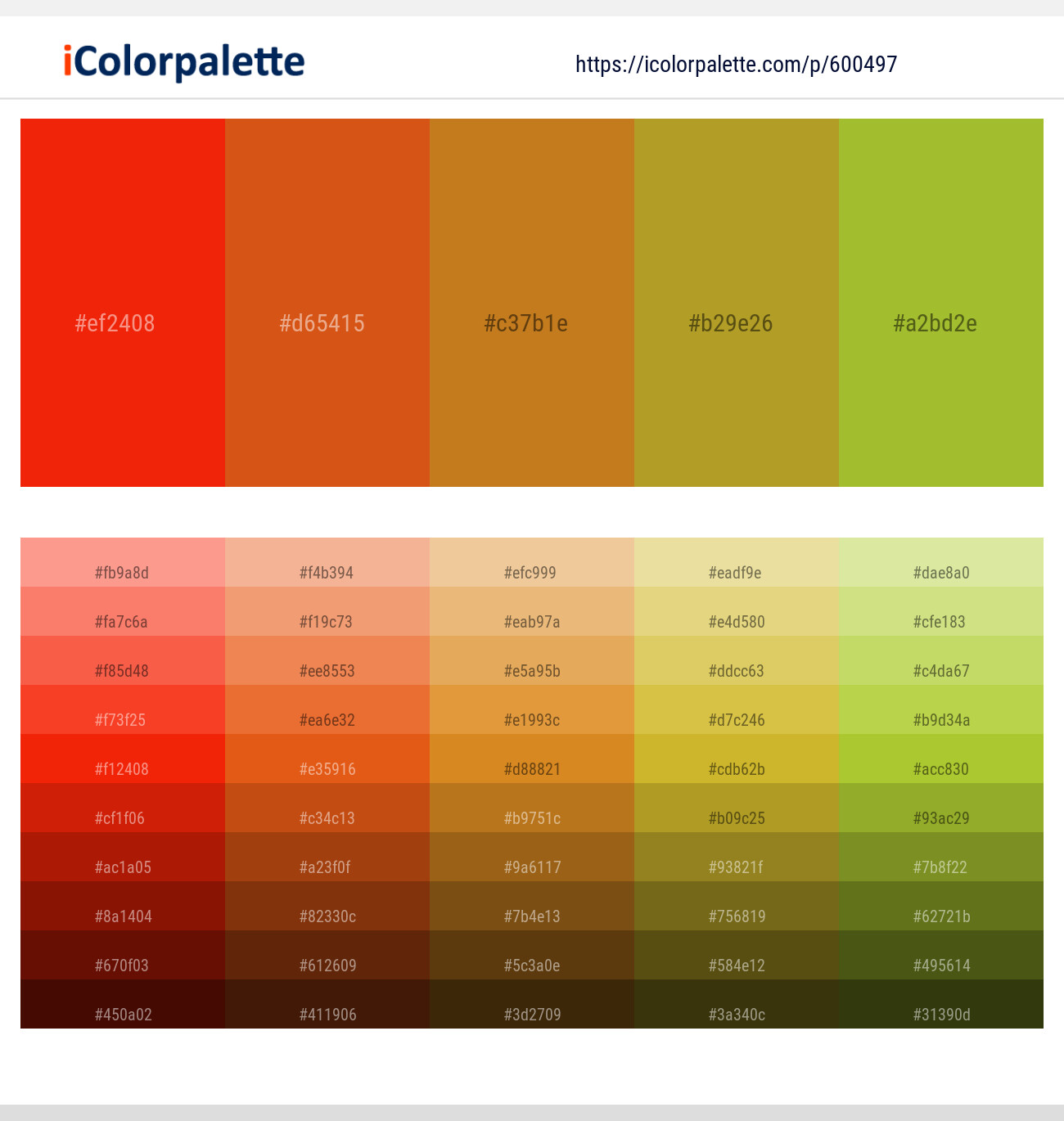 Scarlet – Orange Roughy – Ochre – Lemon Ginger – Atlantis Color scheme