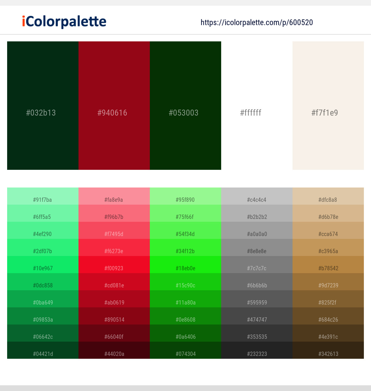 English Holly – Pohutukawa – Deep Fir – White – Merino Color scheme
