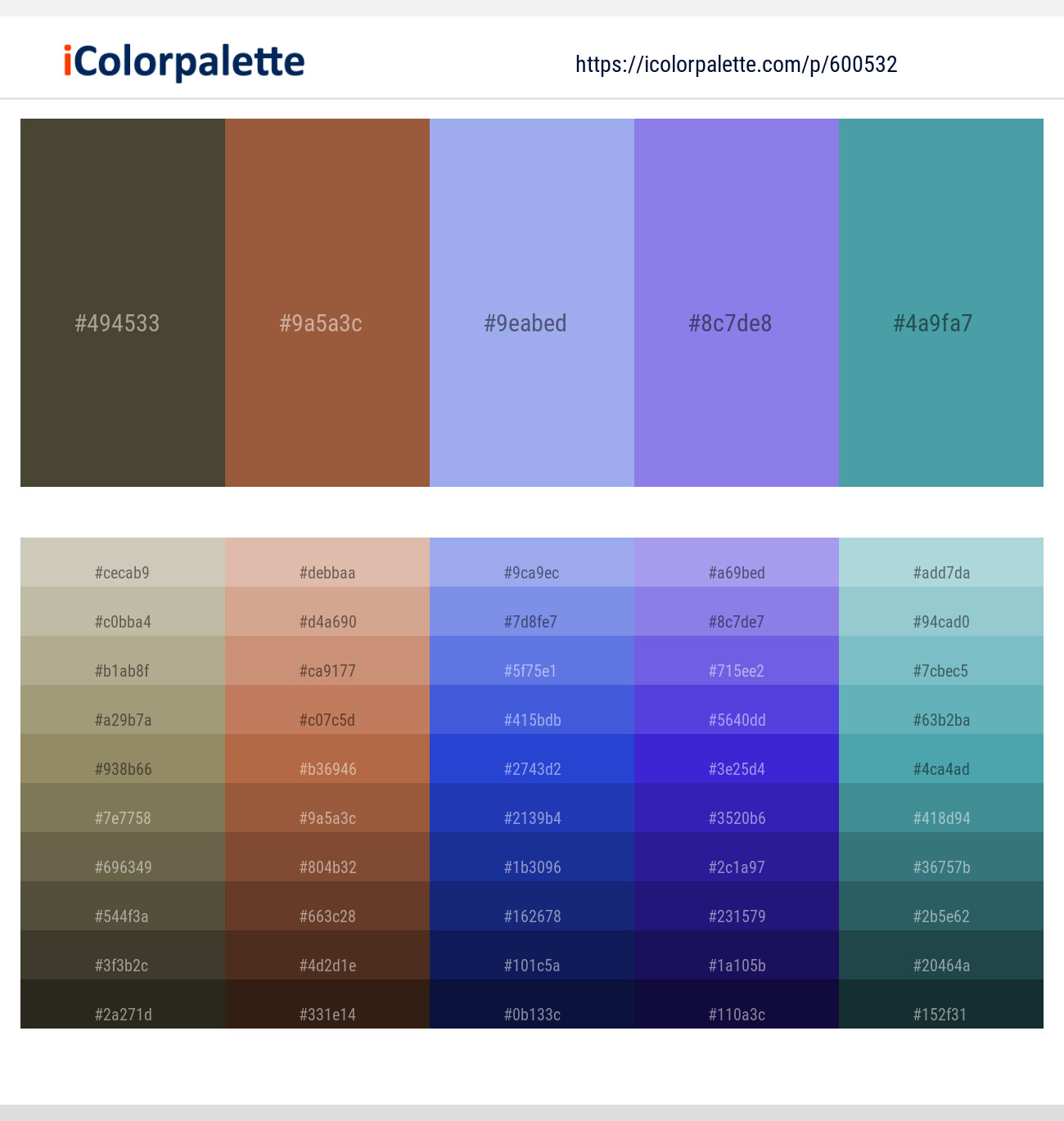 Armadillo – Sepia Skin – Portage – Chetwode Blue – Hippie Blue Color scheme