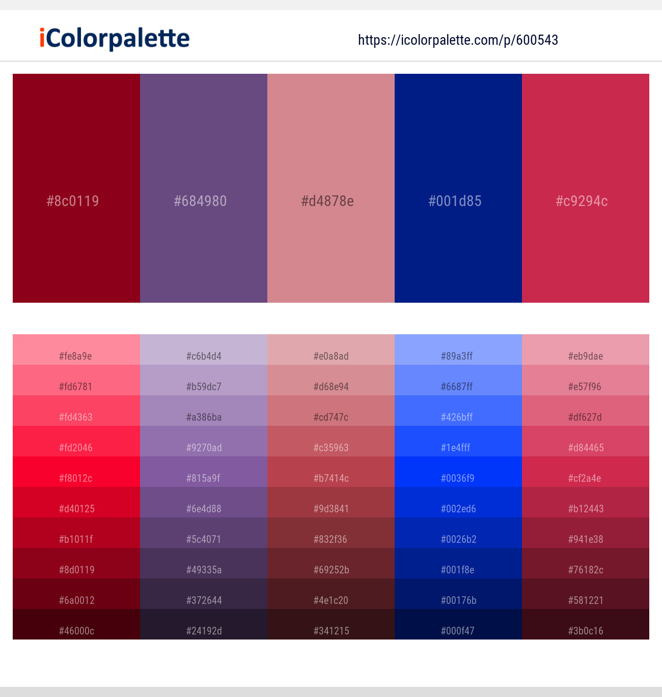 Pohutukawa – Affair – Puce – Resolution Blue – Maroon Flush Color scheme
