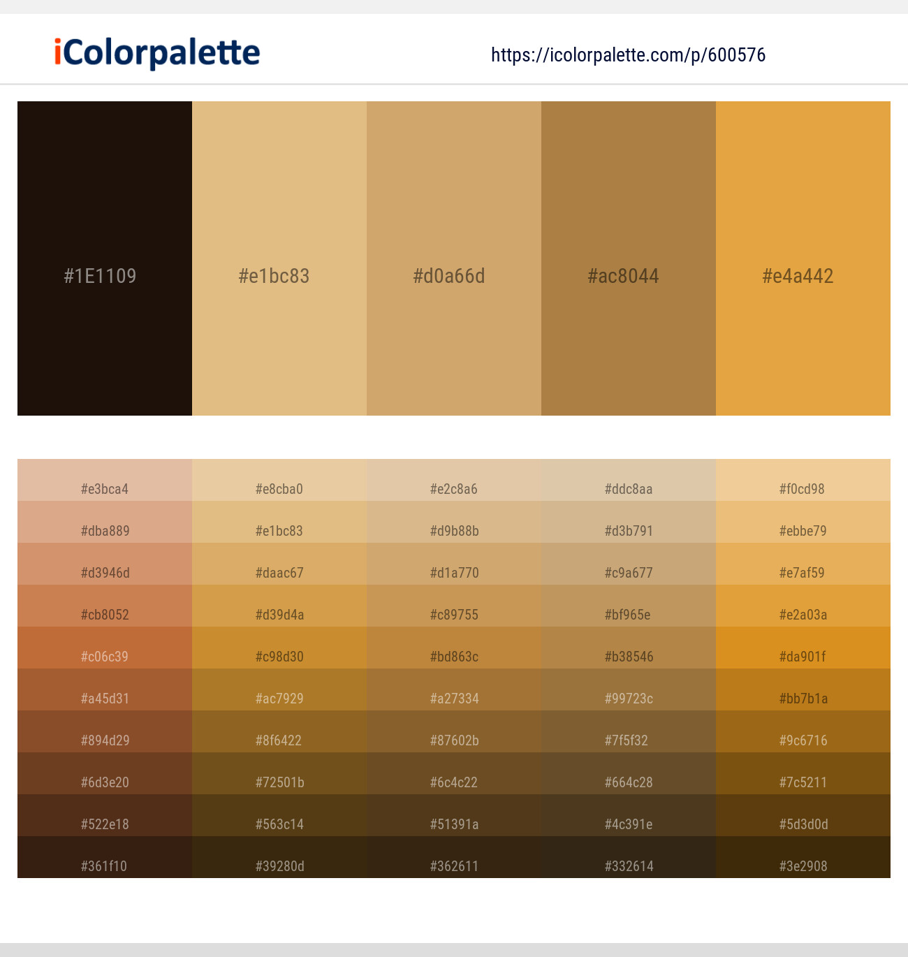 Crowshead – Gold Sand – Whiskey – Driftwood – Tulip Tree Color scheme