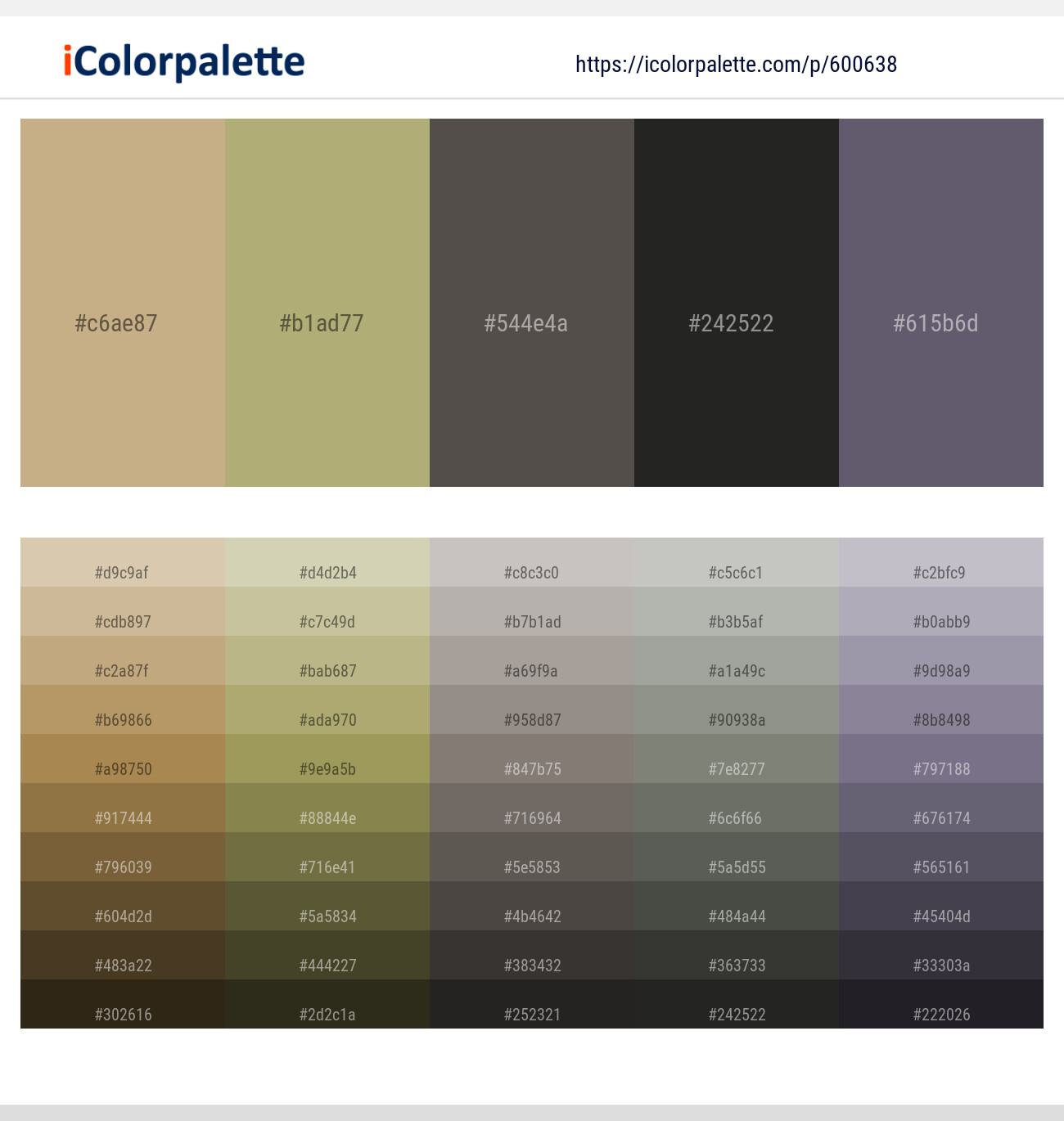 Indian Khaki – Gimblet – Kabul – Log Cabin – Smoky Color scheme
