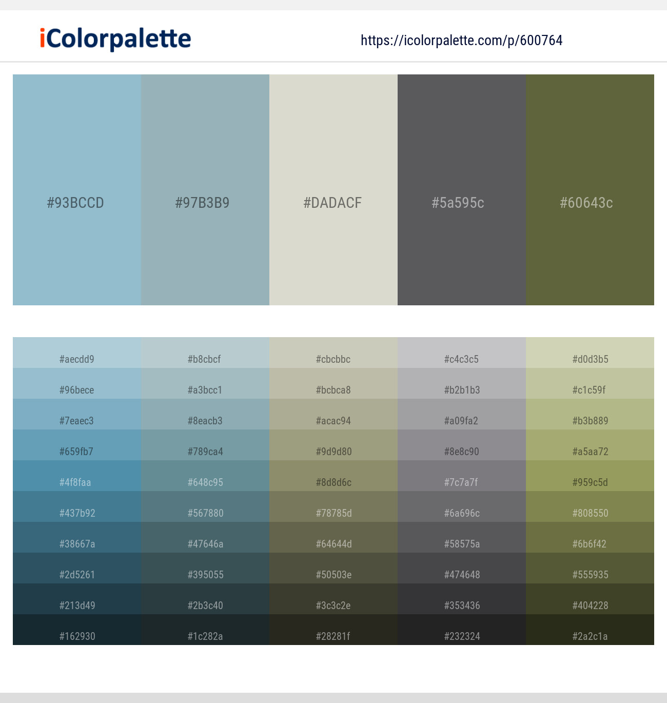 Half Baked – Gull Gray – Quill Gray – Scarpa Flow – Verdigris Color scheme