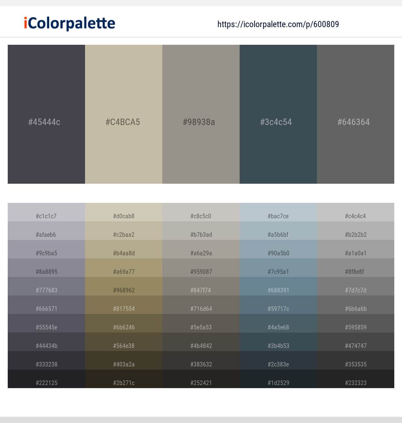 Gun Powder – Coral Reef – Zorba – Limed Spruce – Old Lavender Color scheme
