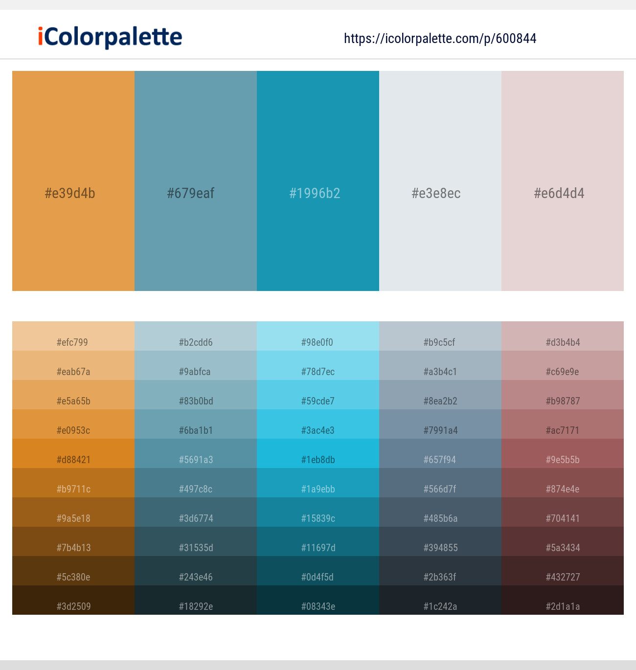 Di Serria – Hippie Blue – Eastern Blue – Athens Gray – Dust Storm Color scheme
