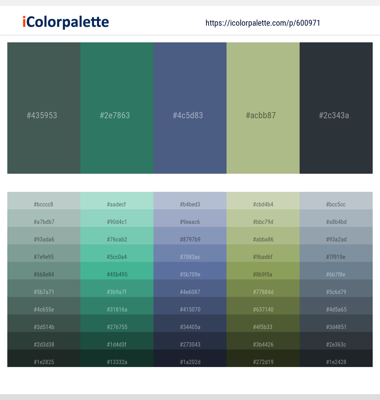 Mineral Green – Viridian – East Bay – Swamp Green – Outer Space Color scheme