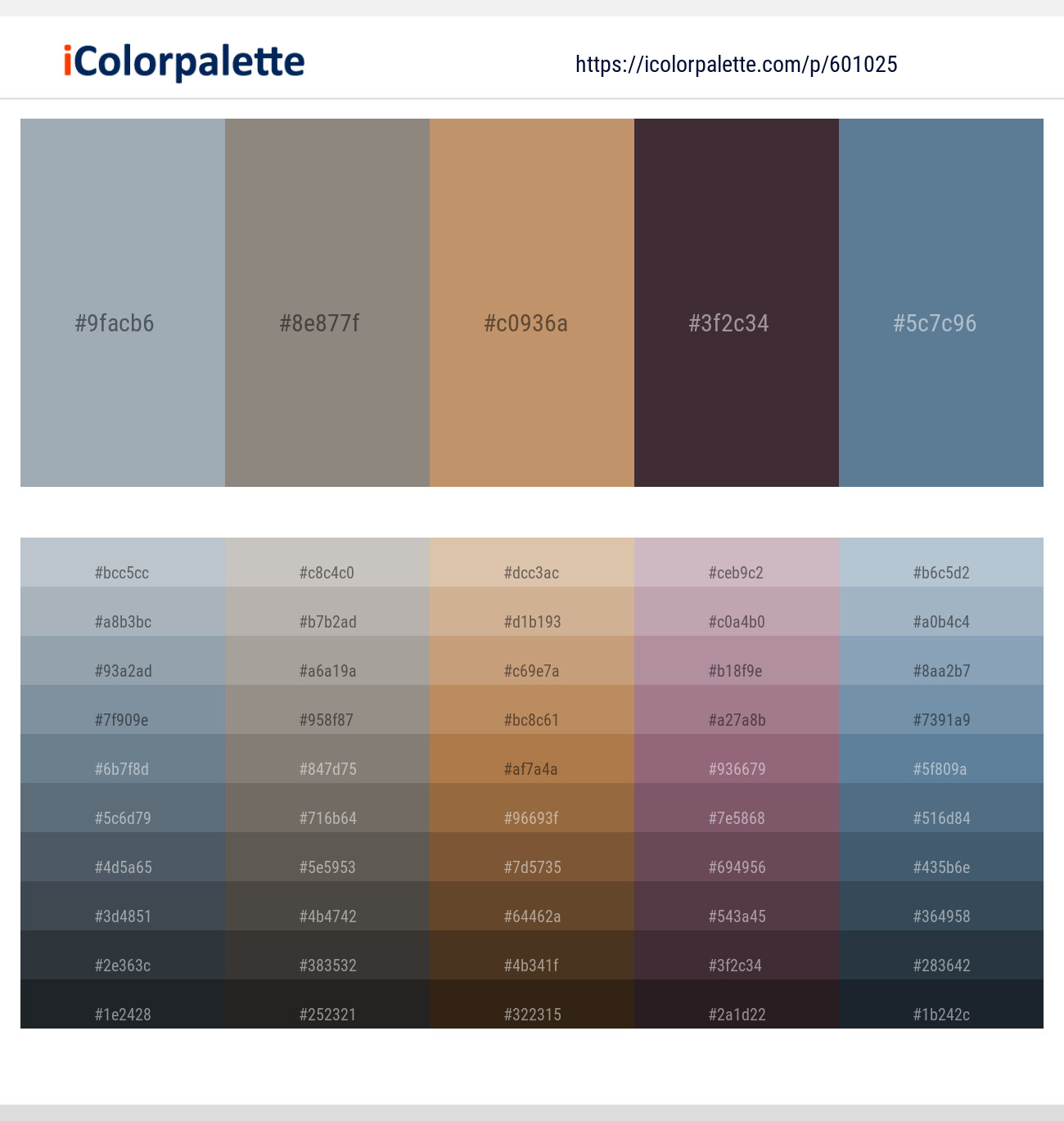 Gull Gray – Natural Gray – Twine – Thunder – Hoki Color scheme