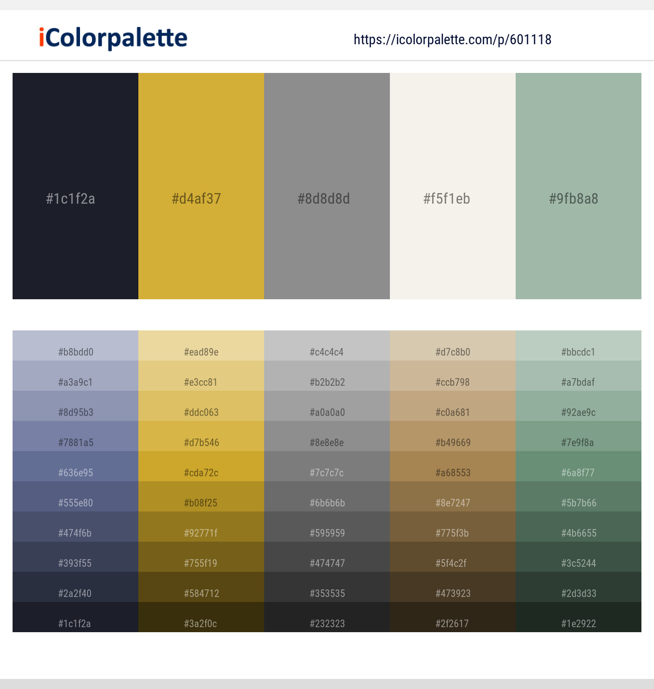 Mirage – Old Gold – Gray – Spring Wood – Summer Green Color scheme