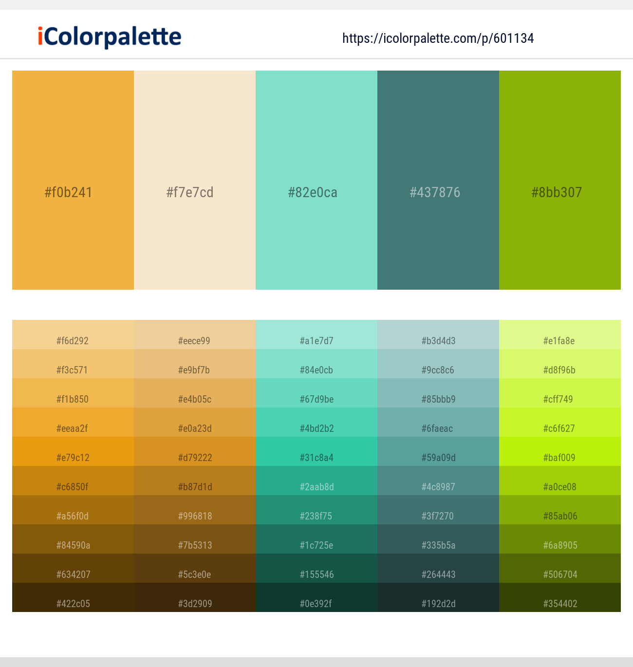 Tulip Tree – Albescent White – Bermuda – Faded Jade – Pistachio Color scheme