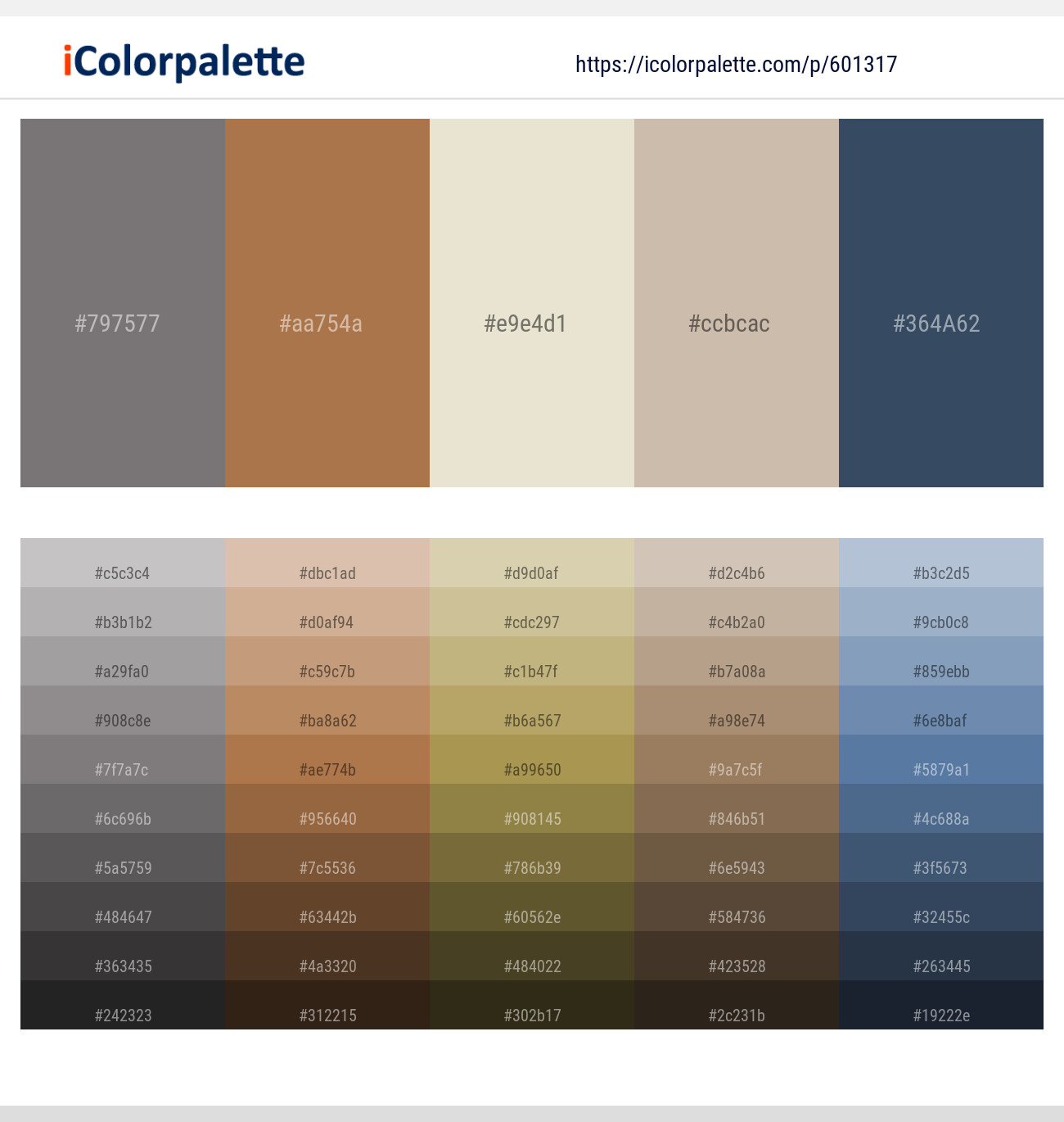 Empress – Santa Fe – White Rock – Vanilla – Pickled Bluewood Color scheme