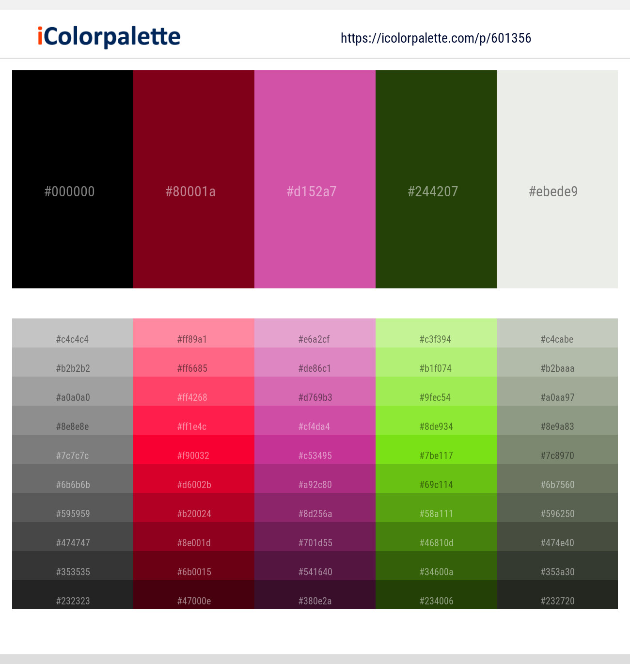 Black – Red Devil – Hopbush – Turtle Green – Green White Color scheme