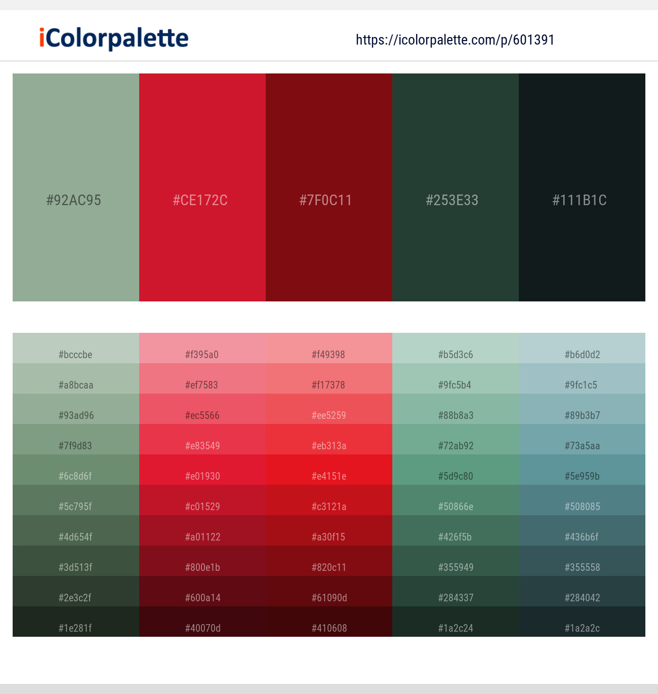 Envy – Cardinal – Japanese Maple – Everglade – Aztec Color scheme