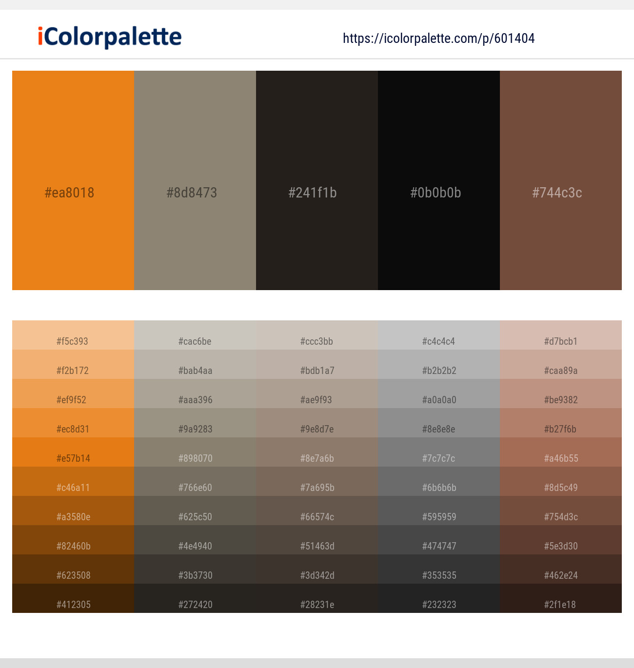 Zest – Olive Haze – Zeus – Cod Gray – Old Copper Color scheme