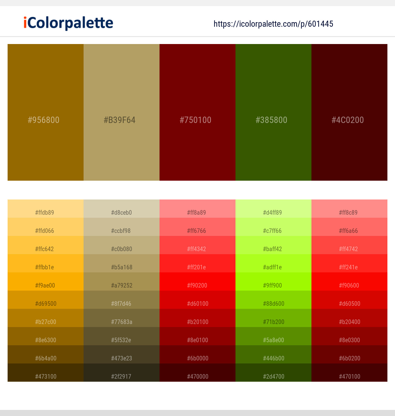 Corn Harvest – Teak – Lonestar – Verdun Green – Burnt Maroon Color scheme