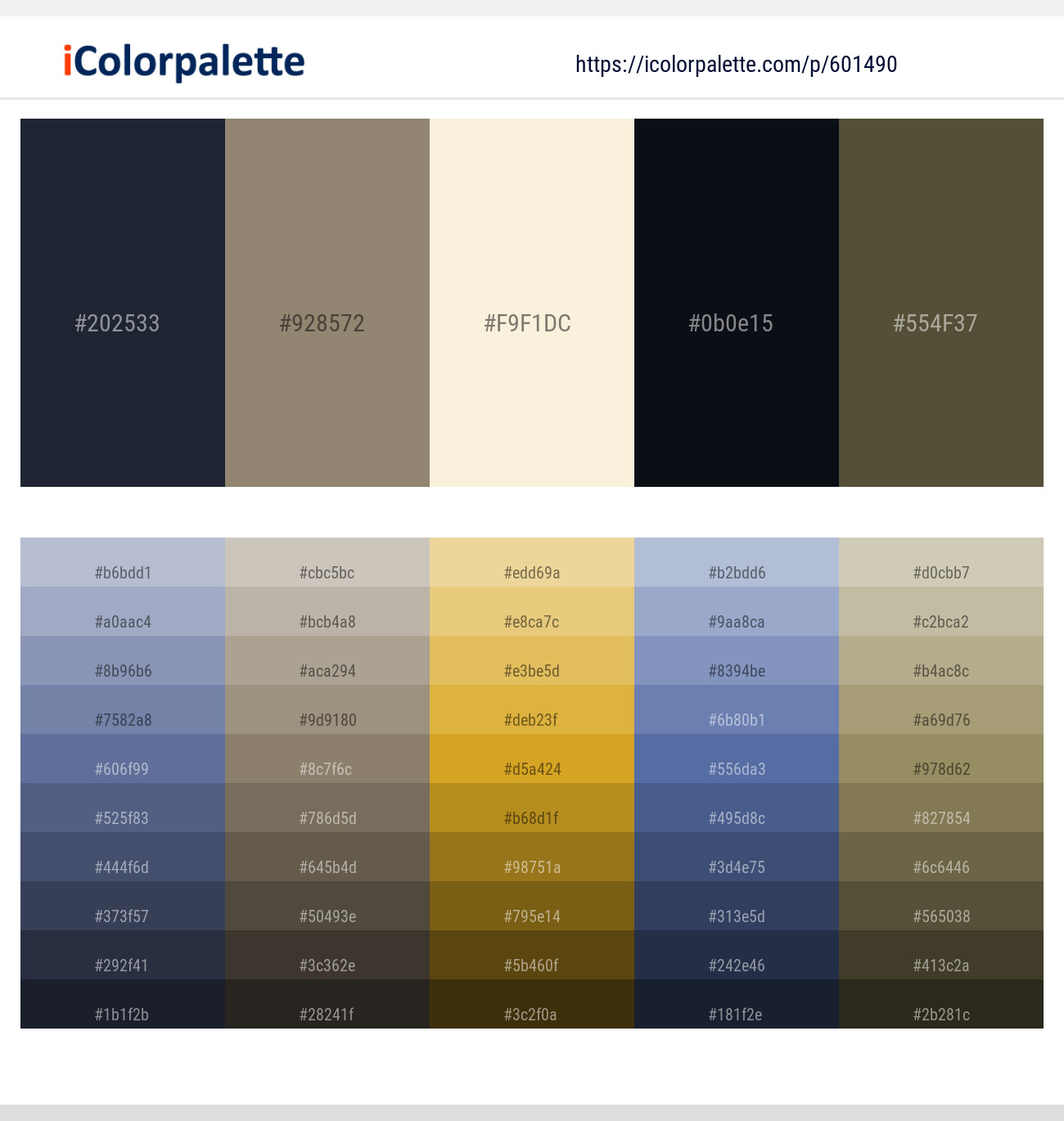Ebony Clay – Stonewall – Albescent White – Bunker – Hemlock Color scheme