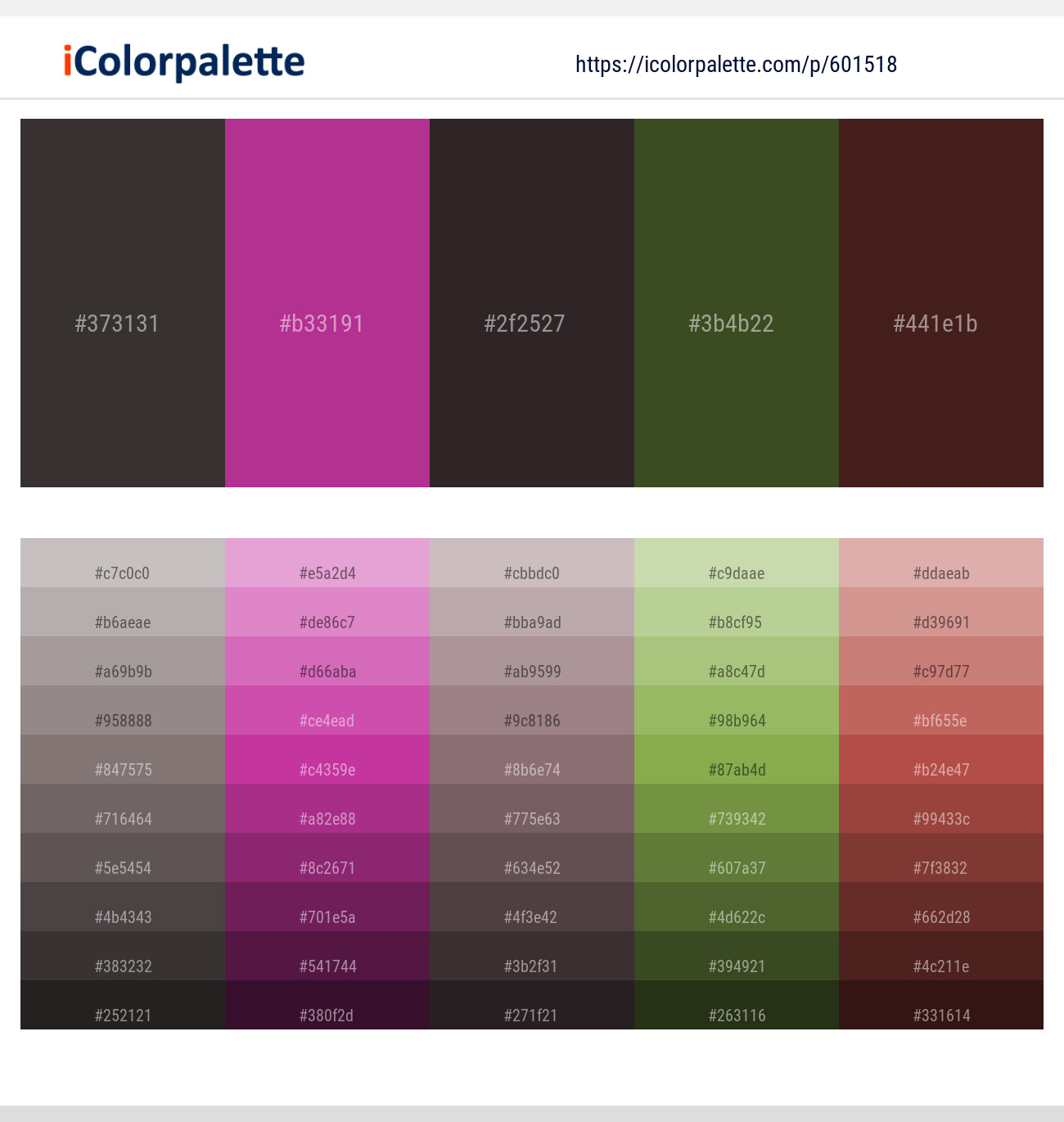 Mine Shaft – Medium Red Violet – Thunder – Woodland – Cocoa Bean Color scheme