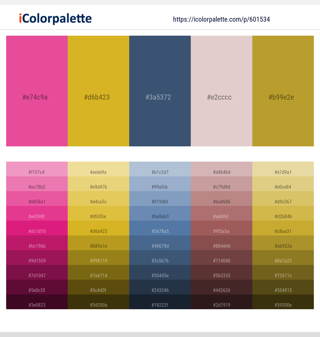 Brilliant Rose – Golden Grass – Fiord – Dust Storm – Alpine Color scheme