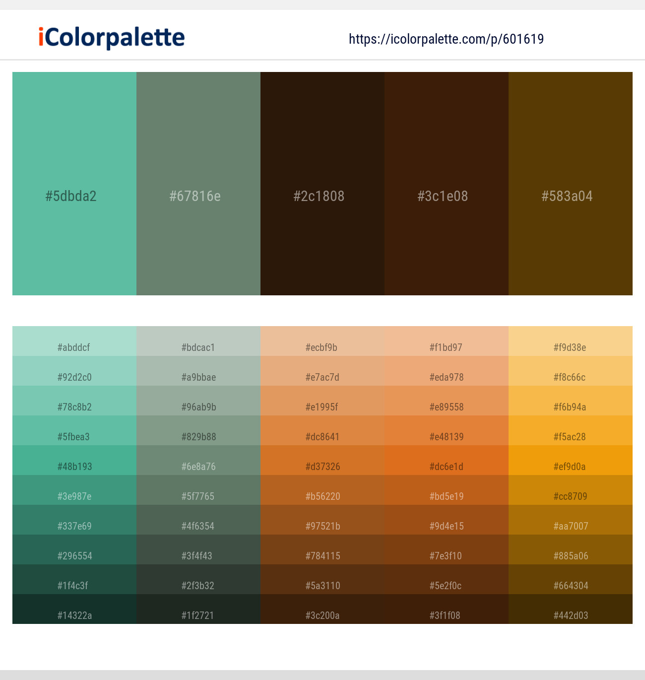 Tradewind – Viridian Green – Graphite – Bronze – Saddle Brown Color scheme