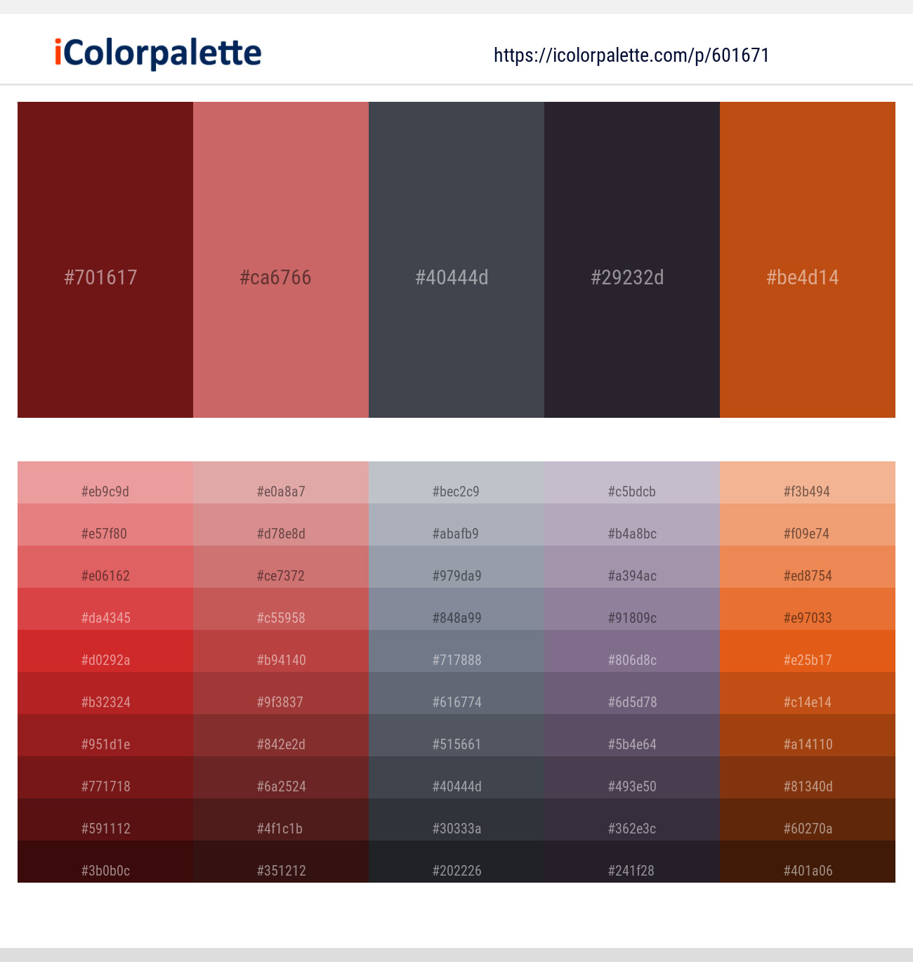 Merlot – Contessa – Mako – Bastille – Tia Maria Color scheme
