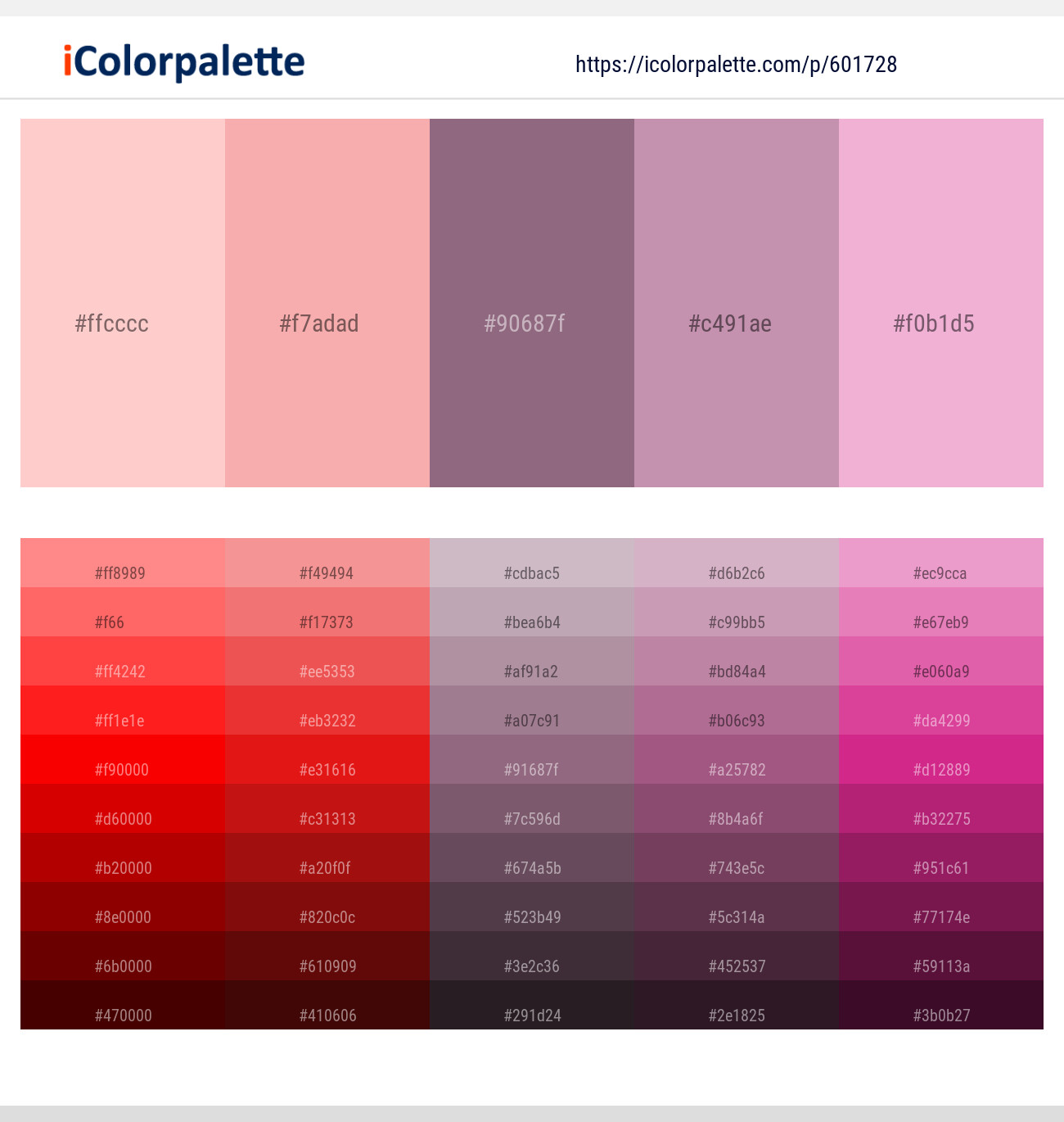 Your Pink – Rose Bud – Strikemaster – Viola – Chantilly Color scheme