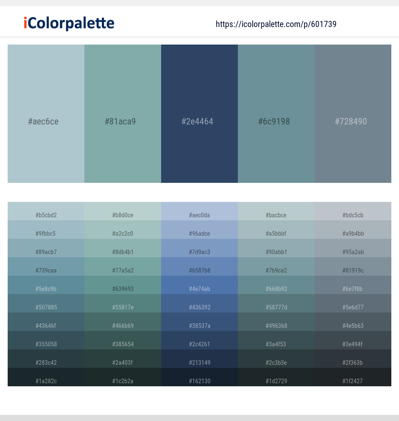 Jungle Mist – Gulf Stream – Rhino – Gothic – Slate Gray Color scheme