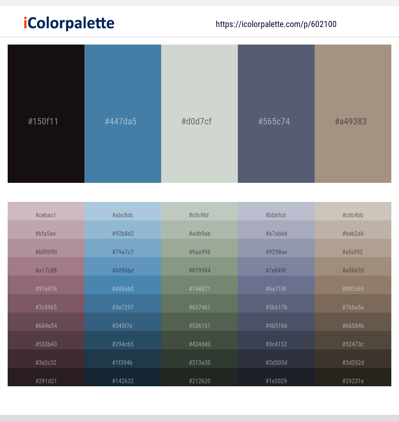 Thunder – Steel Blue – Tasman – Comet – Donkey Brown Color scheme