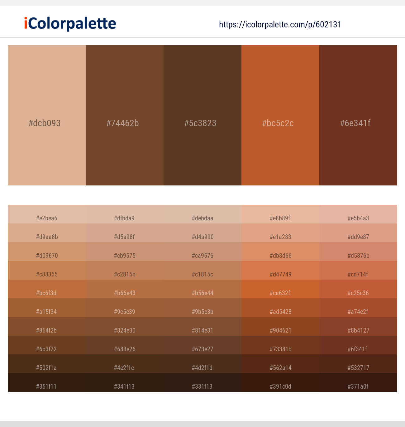 Cameo – Old Copper – Irish Coffee – Tuscany – Metallic Copper Color scheme