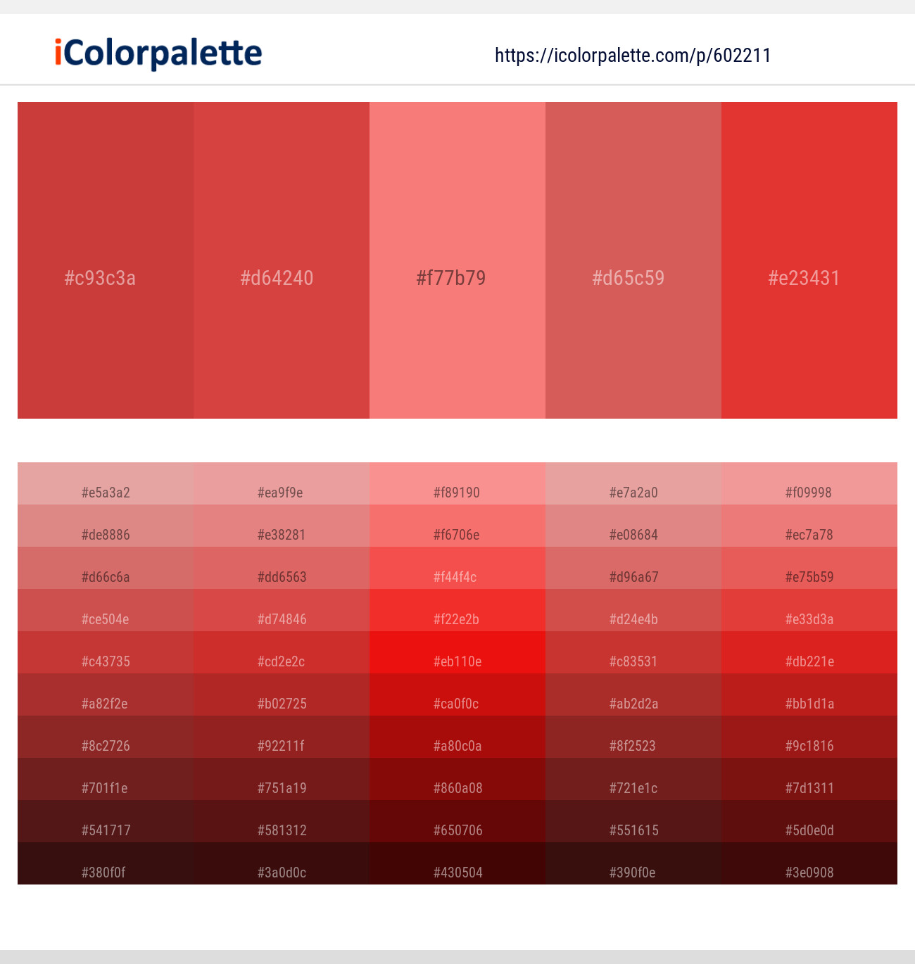 Persian Red – Valencia – Geraldine – Chestnut Rose – Cinnabar Color scheme