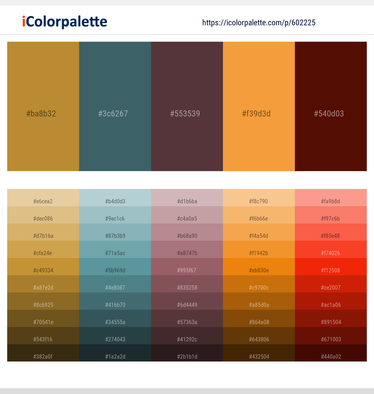 Marigold – William – Livid Brown – Neon Carrot – Mahogany Color scheme