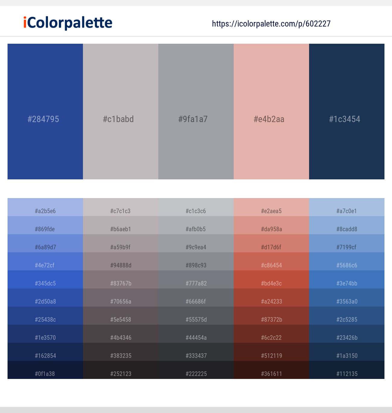 Sapphire – Pale Slate – Santas Gray – Shilo – Cello Color scheme
