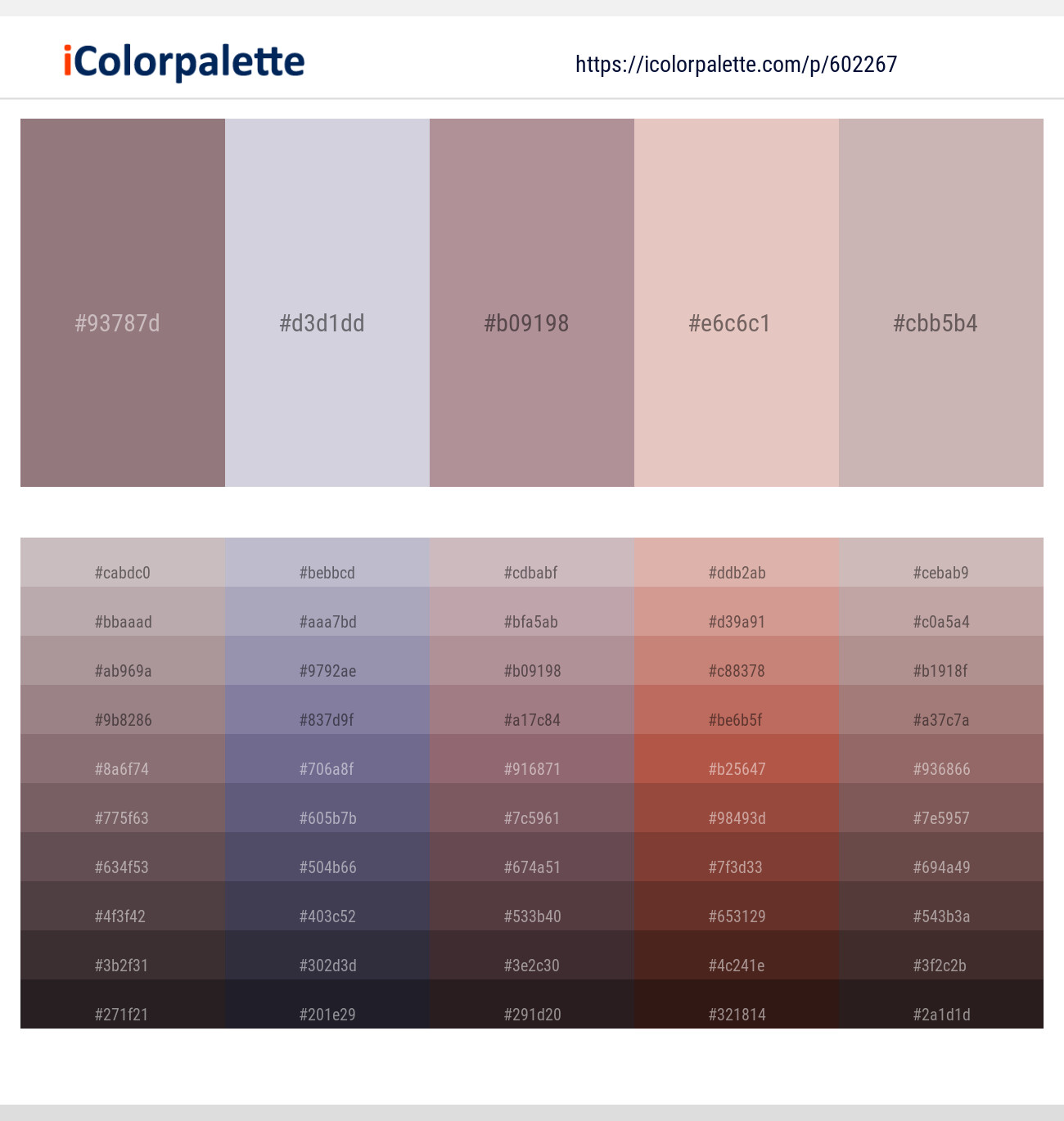 Bazaar – Mischka – Dusty Gray – Cavern Pink – Cold Turkey Color scheme