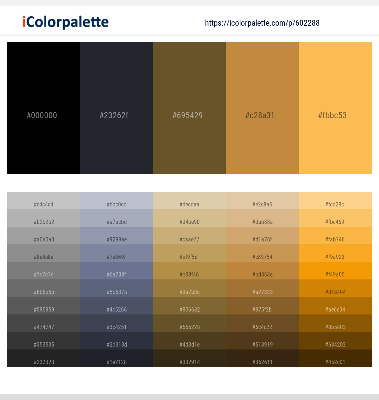 Black – Shark – Dallas – Tussock – Casablanca Color scheme