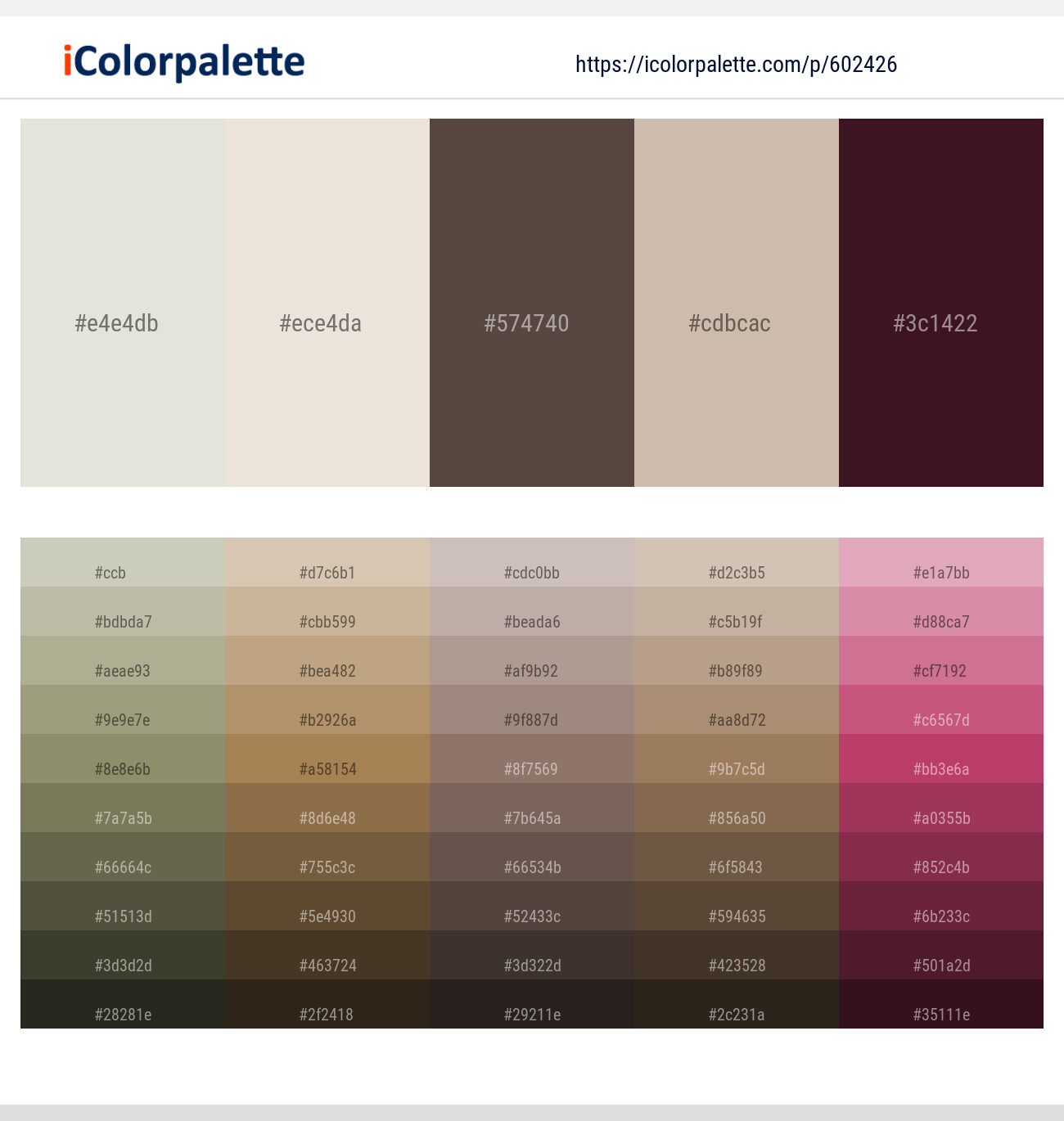 Cararra – Pearl Bush – Kabul – Vanilla – Wine Berry Color scheme