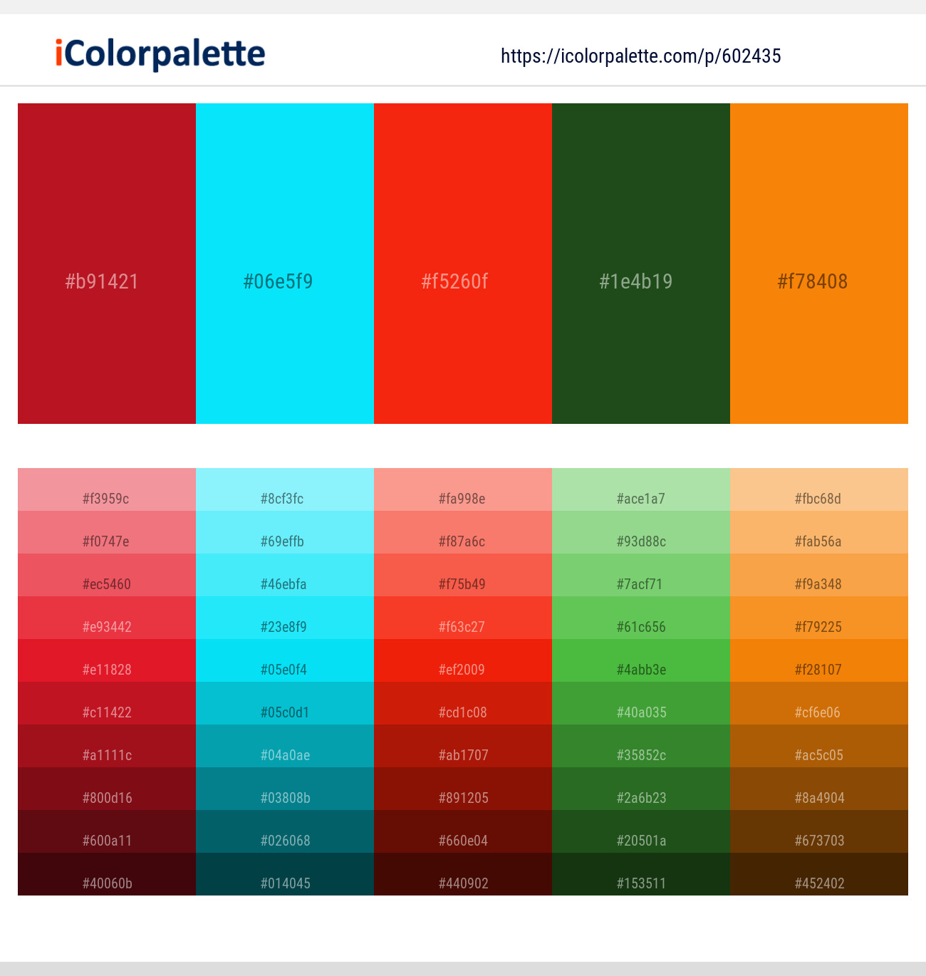 Shiraz – Cyan / Aqua – Scarlet – Parsley – Sorbus Color scheme