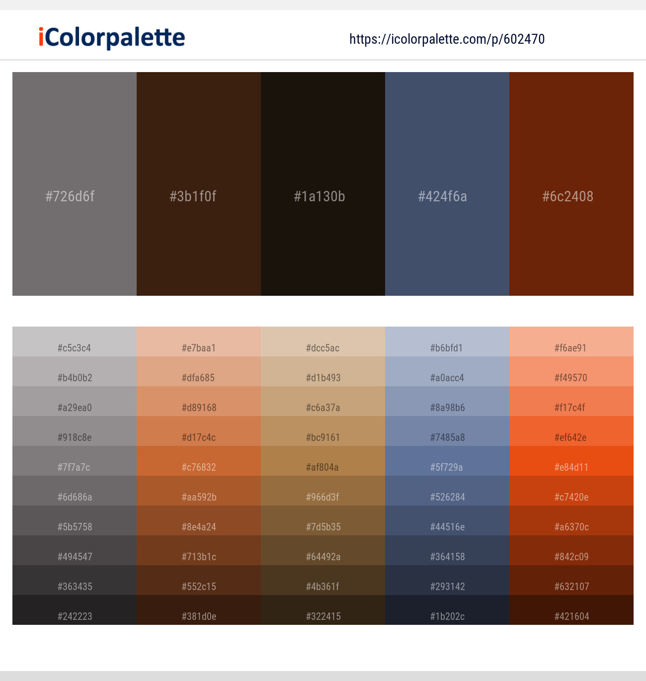 Empress – Sambuca – Eternity – Fiord – Kenyan Copper Color scheme