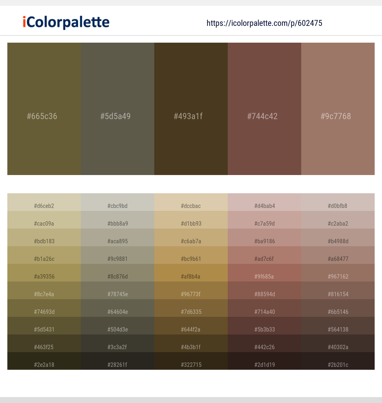 Costa Del Sol – Fuscous Gray – Metallic Bronze – Spicy Mix – Toast Color scheme