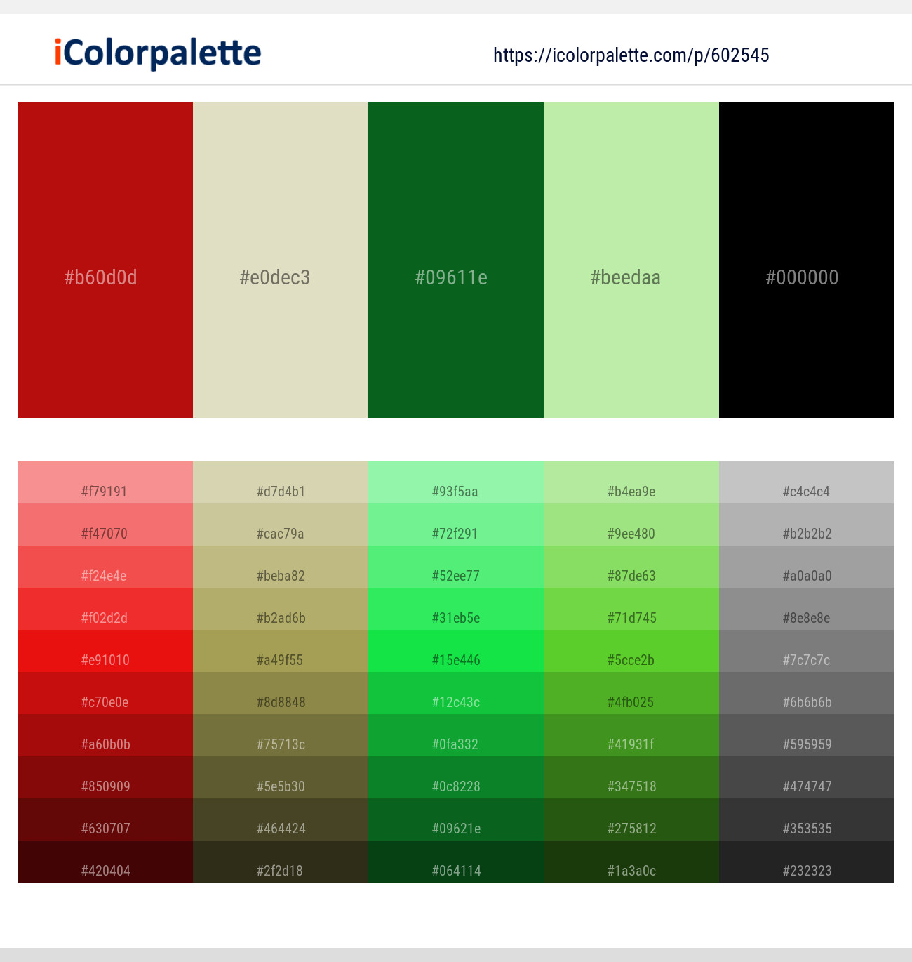 Milano Red – Tana – Camarone – Tea Green – Black Color scheme